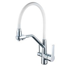 Смеситель Maxonor MN4460 для кухни гибкий излив, функция подключения фильтра белый/хром Смеситель Maxonor MN4460 для кухни гибкий излив, функция подключения фильтра белый/хром