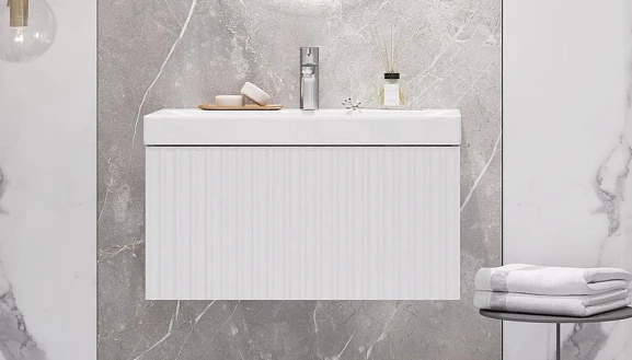 Тумба с раковиной Velvex Compo 70 белая подвесная