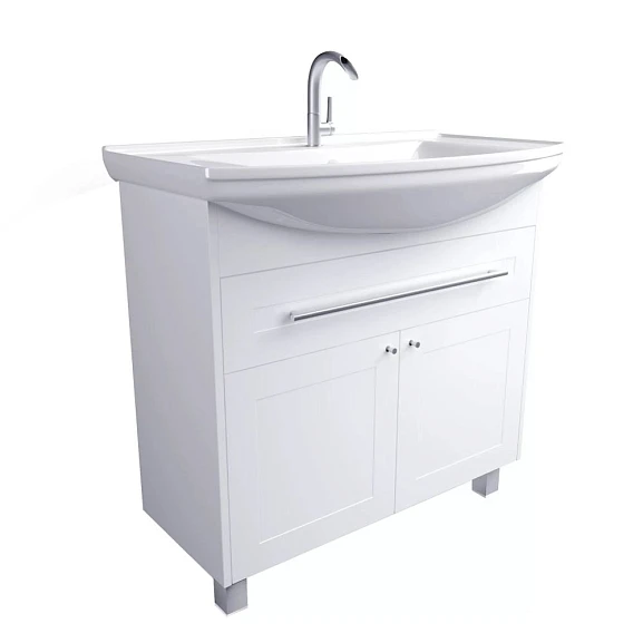 Тумба под раковину 1Marka Lina Classic New 85Н 1в.я 2д белый глянец