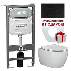 Комплект инсталляции Ceramicanova Envision, унитаз Play Rimless, клавиша смыва Round черная