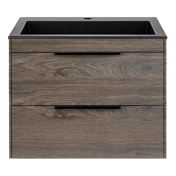 Тумба с раковиной Vincea Chiara 2D 60 дуб темный (черная раковина)