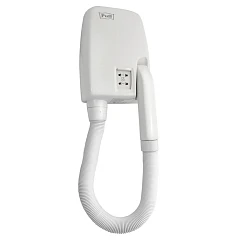 Фен Puff 850В белый настенный с гибким шлангом и дополнительной розеткой Фен Puff 850В белый настенный с гибким шлангом и дополнительной розеткой