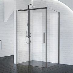 Душевой уголок BelBagno Acqua AH-1-150/90-C-NERO 150*90*195 профиль черный матовый без поддона