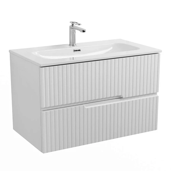 Тумба с раковиной Cezares DUET-N 80 Bianco Opaco с двумя ящиками (раковина CZR-8073-80)