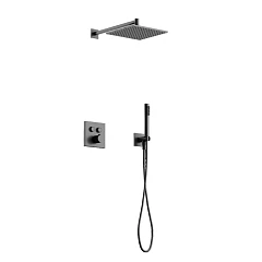 Душевой комплект Sancos Linn SC9022GG с термостатом скрытый монтаж вороненая сталь Душевой комплект Sancos Linn SC9022GG с термостатом скрытый монтаж вороненая сталь