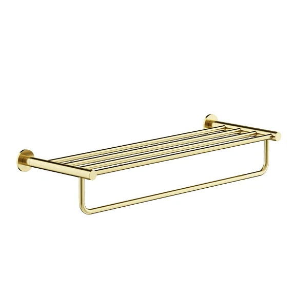Полка для полотенец Sancos Base SC9028BG с держателем брашированное золото