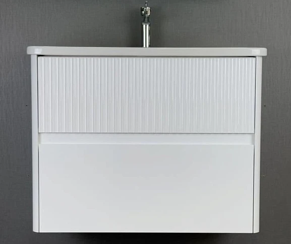 Тумба с раковиной Alavann Wave 80 белый глянец