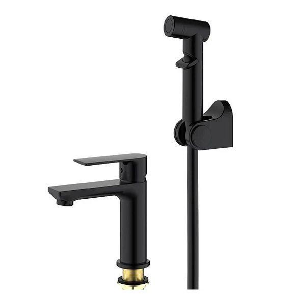 Смеситель Splenka S05.12.06 для раковины с гигиеническим душем черный матовый