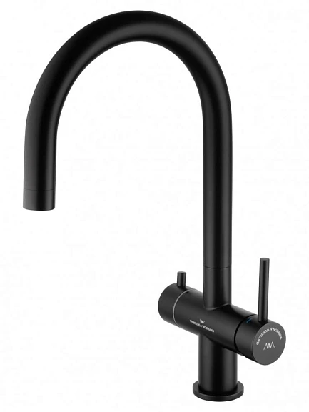 Смеситель WONZON & WOGHAND для кухни с функцией подключения фильтра черный (WW-3211-MB)