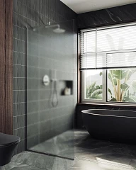 Душевая перегородка MaybahGlass 89*195 профиль матовый хром стекло сатин без поддона