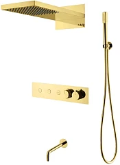 Душевой комплект Boheme Fusion 131-2-G с термостатом и изливом золото