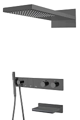 Душевой комплект Boheme Zodiac 133-2-SGM с термостатом и изливом графит глянец
