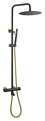 Душевая стойка Boheme Uno 468-T-BG с термостатом и изливом черная матовая/золото