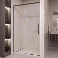 Душевая дверь в нишу Vincea Stella 120*200 стекло прозрачное профиль вороненая сталь без поддона