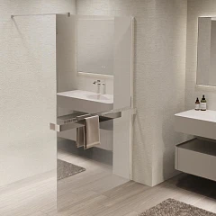 Душевая перегородка Vincea Walk-In 100*200 с полкой стекло зеркальное профиль хром без поддона