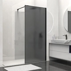 Душевая перегородка Vincea Walk-In HS 100*200 стекло матовое тонированное профиль черный матовый без поддона