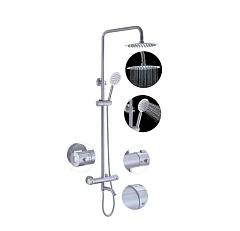 Душевая стойка Fashun A52426 с термостатом и изливом сатин