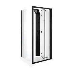 Душевая кабина Ceruttispa Белла/Bella 90х90х215-225 L/R без крыши профиль черный матовый, стекло матовое
