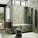 Душевая шторка на ванну MaybahGlass MGV-600-6 80*140 профиль черный матовый стекло прозрачное