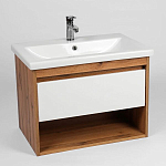 Тумба с раковиной Viant Бостон 80 дуб вотан/белый матовый подвесная 1 ящик VBOS80CO-T1YP (раковина Como 80)