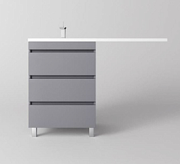 Тумба с раковиной Style Line Даллас Леон 120 L напольная 3 ящика серая матовая под стиральную машину Тумба с раковиной Style Line Даллас Леон 120 L напольная 3 ящика серая матовая под стиральную машину