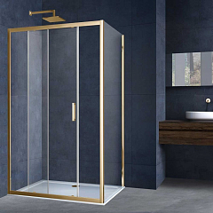 Душевой уголок Vincea Alpha 130*90*190 профиль брашированное золото без поддона