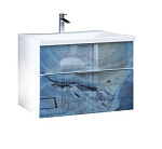 Тумба с раковиной MarkaOne Idalgo 75П blue marble Тумба с раковиной MarkaOne Idalgo 75П blue marble