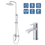 Комплект смесителей BelBagno Aurora AURORA-VSCM/LVM-CRM (душевая стойка с изливом и смеситель для раковины) Комплект смесителей BelBagno Aurora AURORA-VSCM/LVM-CRM (душевая стойка с изливом и смеситель для раковины)