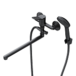 Смеситель AM.PM X-Joy F85A90122 черный для ванны и душа с длинным изливом и душевым набором Смеситель AM.PM X-Joy F85A90122 черный для ванны и душа с длинным изливом и душевым набором